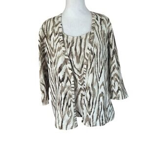 Chicos 2pc tank and cardigan Tan Animal Stripes Chicos SZ 2 (SZ L)